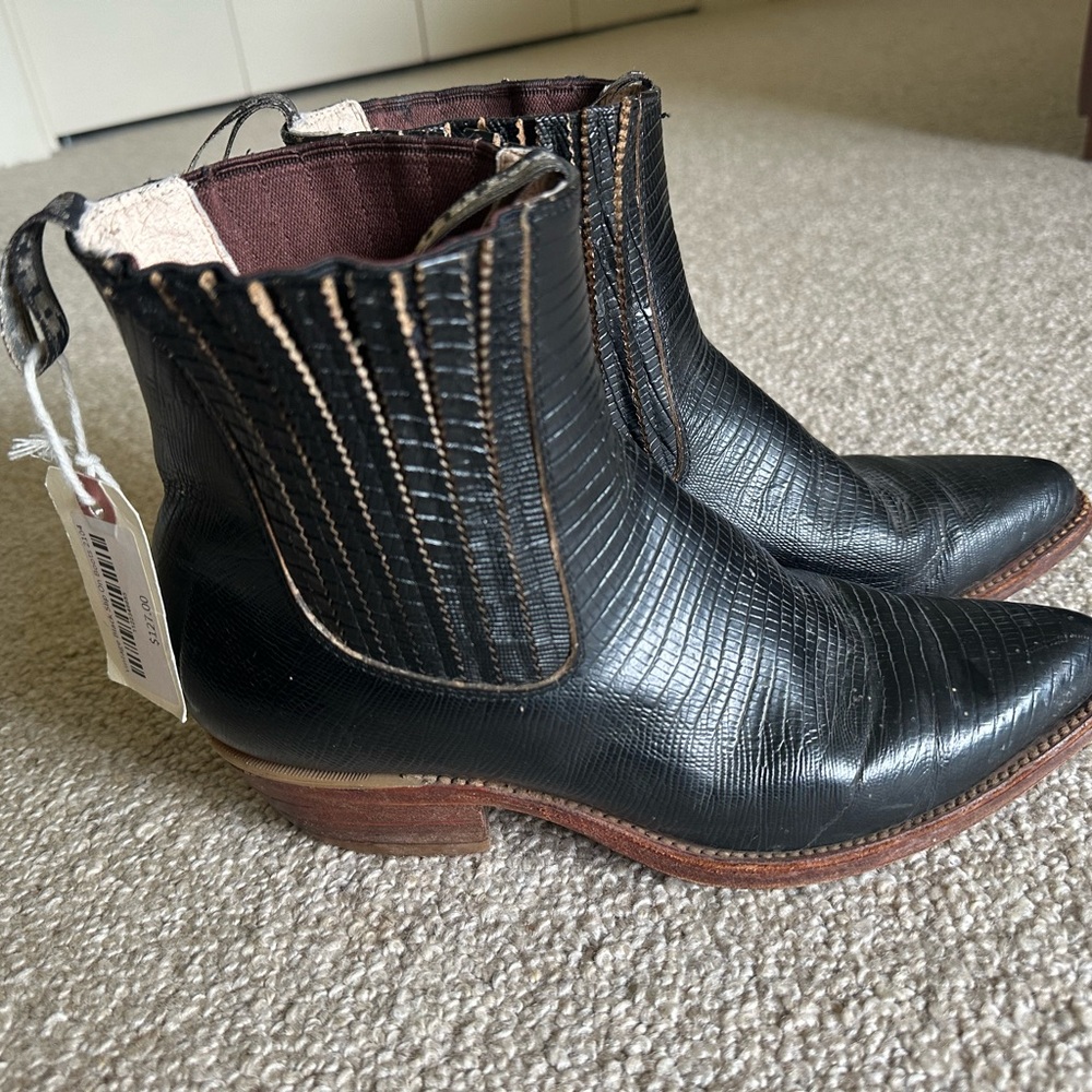 Vintage Black Leather Ankle Boots (easy slip on)